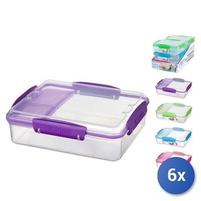 6X Sistema To Go Lunch Box Rechteckig Farben Assortiert 0,97 L Containern Für