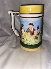 Vintage Hand Painted KING 1978 Beer Stein Alpine Village Scene