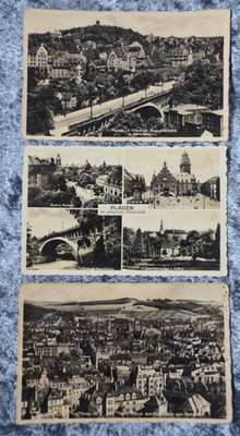 65241 postcard set of 3 Plauen in the Vogtland Friedrich Augustusbrücke Bärenstein