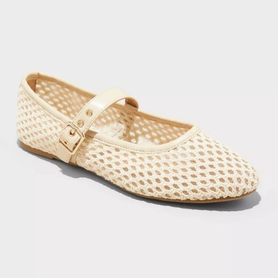 Universal Thread Women's Mary Jane Ballet Flats Memory Foam Pull-On Woven Upper