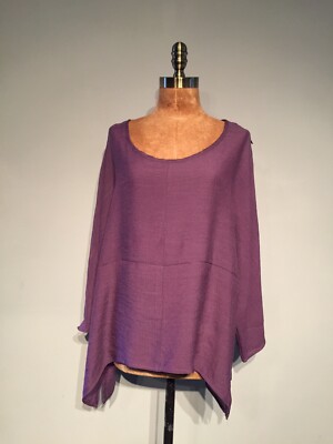 Handmade Aubergine Loose Fit Lagen-Look Tunic Top  56'' BUST