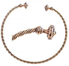 Bronze Keltischer Halsreif Frauen Torques verzierte Köpfe Handarbeit flexibel