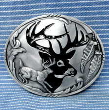 Deer Buck Stag Belt Buckle Western Native American Hunter Vtg Siskiyou  .TWY927
