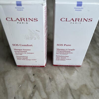 CLARINS SOS Comfort Nourishing Balm Mask Or SOS Pure Rebalancing Clay Másk. 2.3
