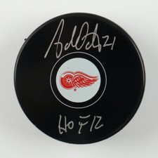 Adam Oates Signed Detroit Red Wings Logo Hockey Puck Inscribed 