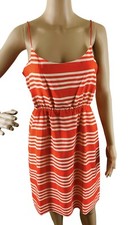 J CREW Dress Sz-6 Sleeveless Orange/Tan Striped Blouson Spaghetti Strap $98 NEW