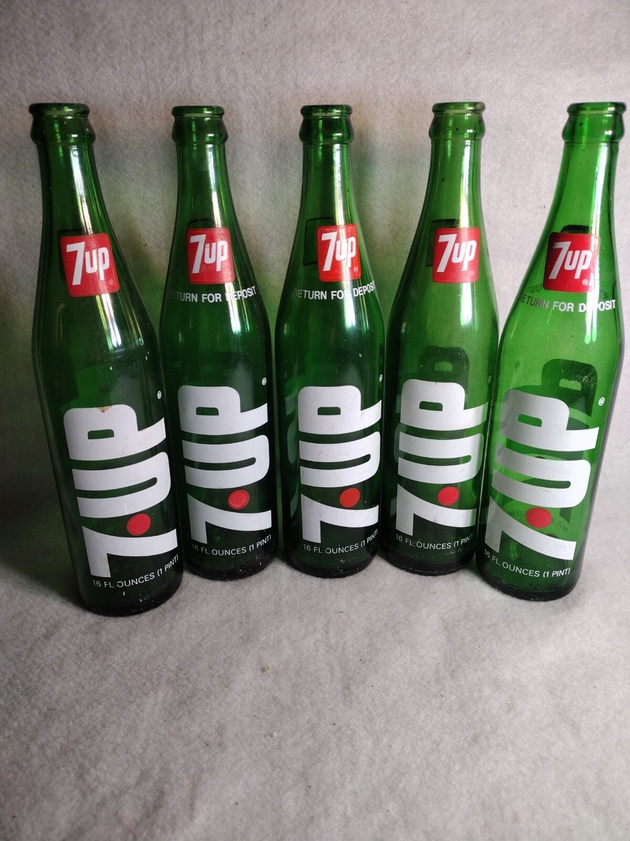 Vintage 1977 7-Up Empty Soda Bottles 5 16 Oz pint Bottles | eBay