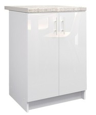 JD Greta Kitchen Base Unit Fixed Height 600mm Cabinet – White Gloss With Worktop