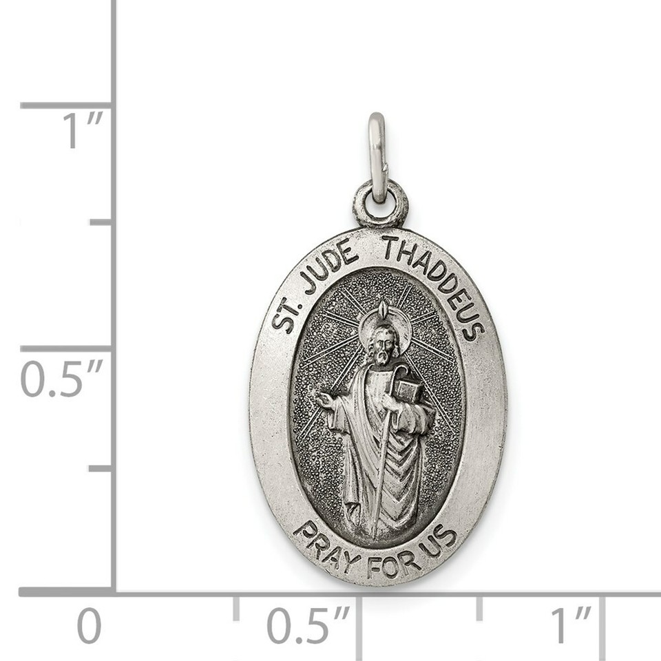 Sterling Silver St. Saint Jude Thaddeus Oval Medal Charm Pendant 0.99 ...