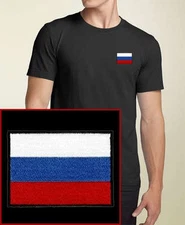 Russian Flag EMBROIDERED Black Russia T-Shirt *NEW*