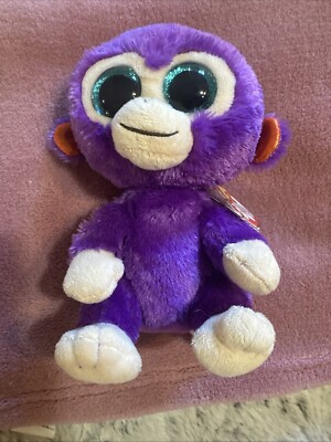 Ty Beanie Boos - GRAPES the Purple Monkey 6'' NEW MWMTs Plush Stuffed Animal Toy