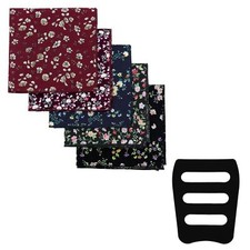 5 Cotton Floral Handkerchiefs Men Pocket Squares Holder Wedding Tuxedo Set