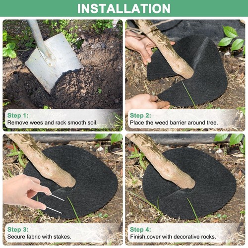 4-Pack Non-Woven Tree Mulch Ring, 16.5 Inch Reusable Tree Protector Mat W 16 ... - Picture 4 of 7