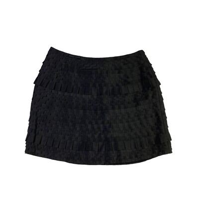 Emporio Armani Black Ruffle Ribbon Textured Short A-line Skirt