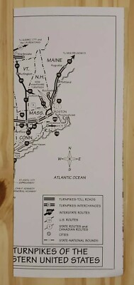 Road Map Turnpikes of Eastern United States Midwest Northeast Routes 1 Page