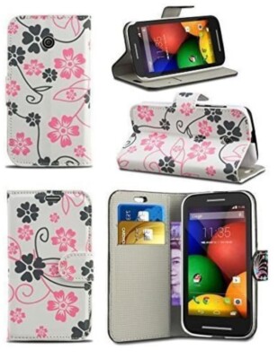 Weiße Blumen Design Handy Hülle für Vodafone Smart 4 Power Wallet Case Floral