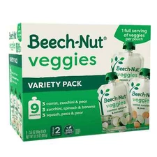 Beech-Nut Veggies Stage 2 Baby Food Variety Pack, 3.5 oz Pouch (9 Pack)..