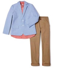 Wonder Nation Boys Size 5 3 Piece Suit Set w Seersucker Blazer, Shirt  Pants