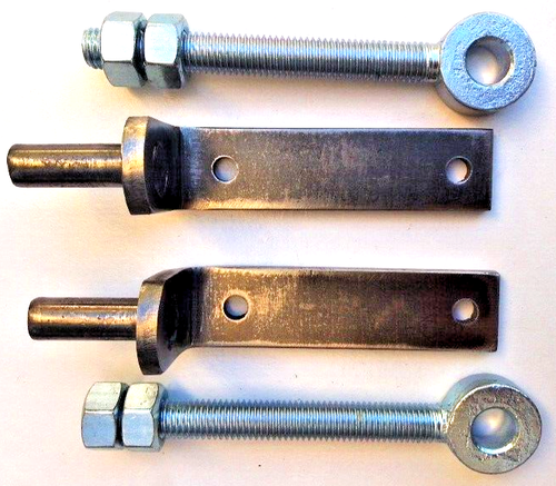 2 supports de charnière de porte en fer forgé 12 mm métal nu, 2 boulons à oeil 12 mm 100 mm - Photo 1/4
