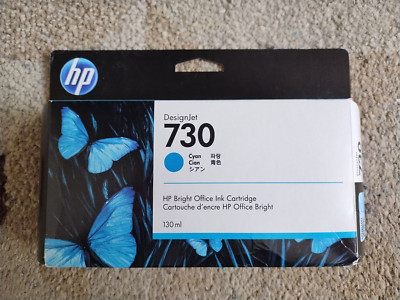 2024 Genuine HP 730 Cyan 130ml Cartridge P2V62A DesignJet T1600 T1700 T2600 New