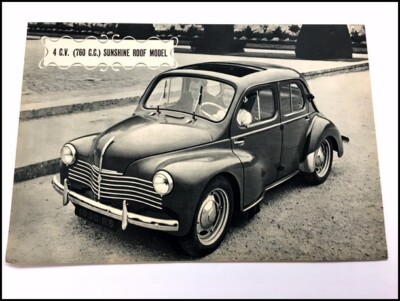 1950 Renault R5 4CV Sunshine Sunroof Vintage Original 1page Sales
