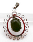 Jade Stone Pendant 925 Sterling Silver 1 x 5/8" with bale 1g Green Charm — photo 7
