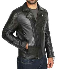 Herren Schwarz Lederjacke Pure Lammleder Freizeit Slim Fit Bomber Bikerjacke