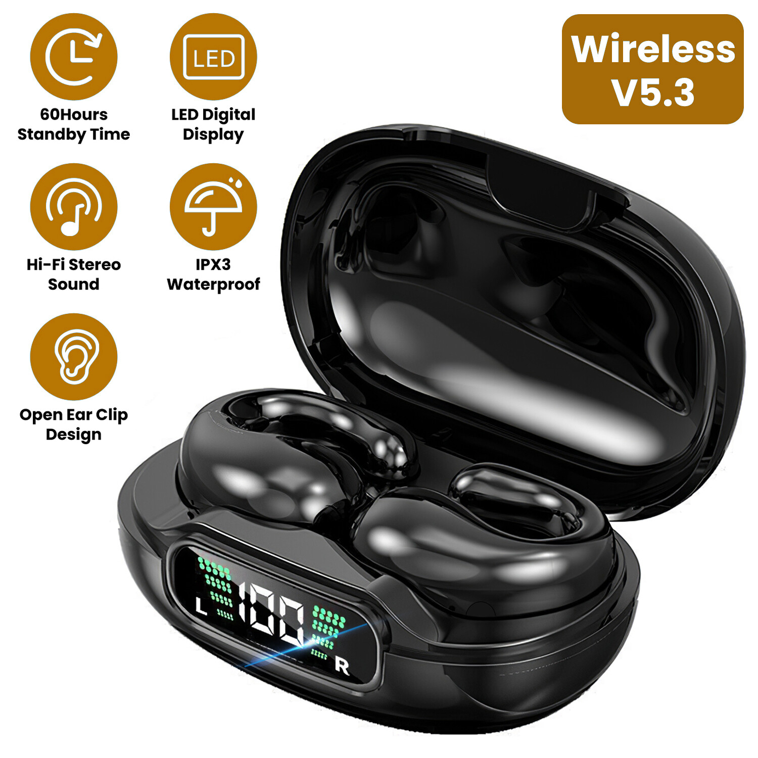 Wireless Earbuds with Noise Cancelling Mic Waterproof Stereo Sound-image