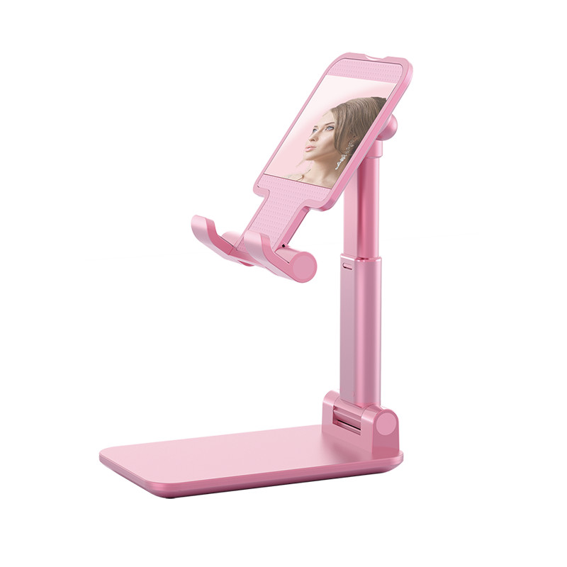 Desktop Cell Phone, Tablet Universal Adjustable Angle Folding Stand - Pink + mir