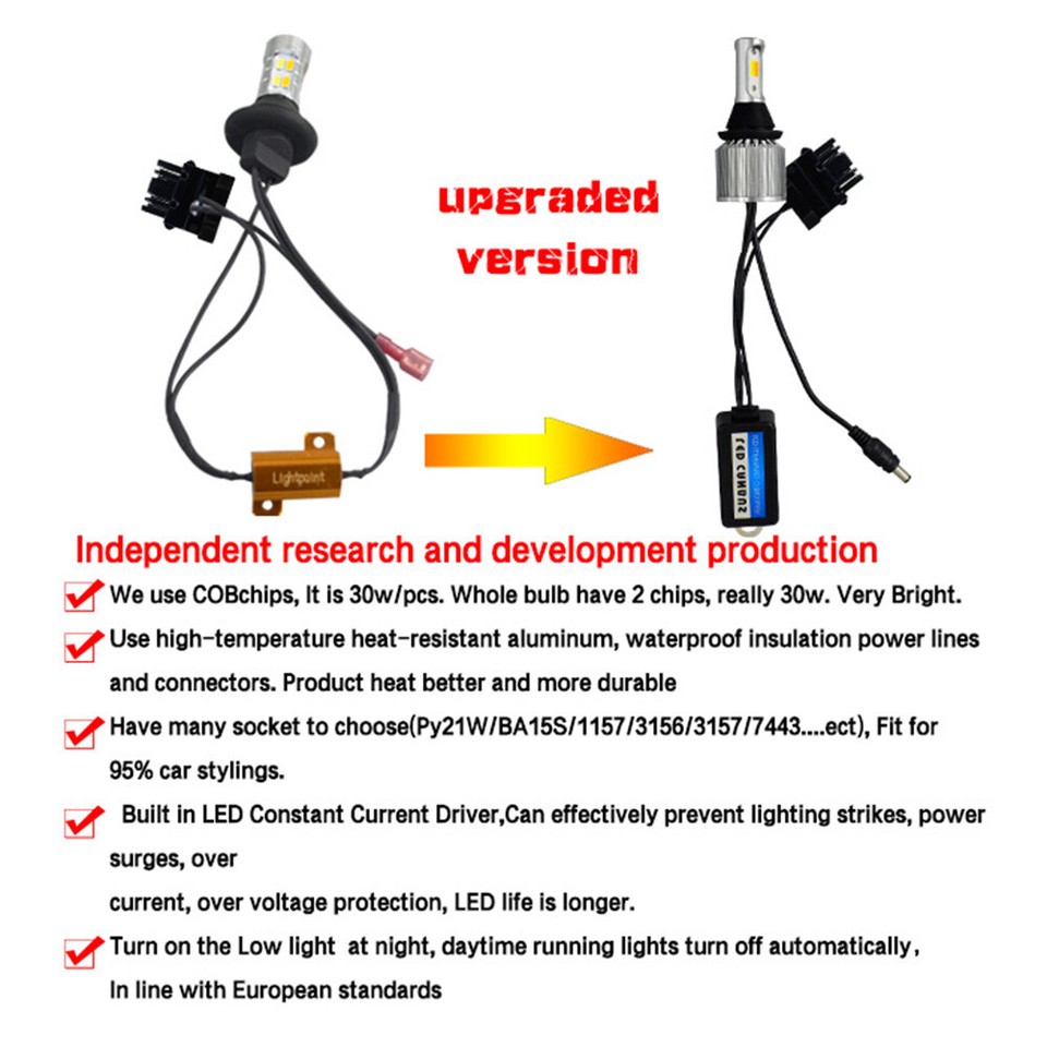 SOCAL-LED 3157 Switchback Turn Signal Bulbs - Extreme Bright Amber/White Canbus LEDs (2 Bulbs)