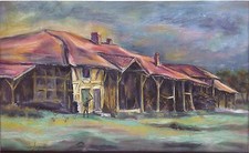 Léon Jacquier Peintre de Pérouges Ferme Bressane Encre aquarelle Dombes Ain