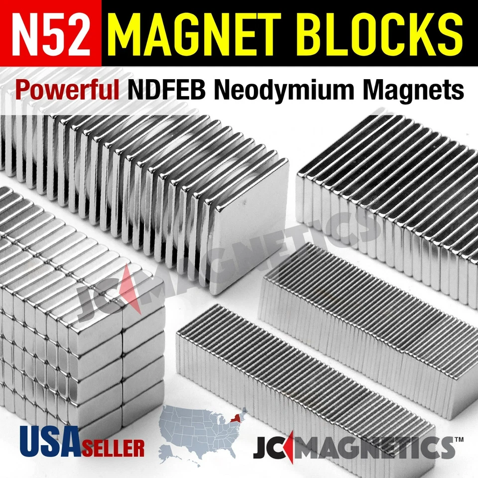 N52 Super Strong Rare Earth Neodymium Magnet Blocks Squares Thin Small Large - Image 1 of 1