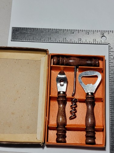 Juego de barras F Vintage MCM 3 piezas en caja original hecho en Taiwan Amico Inc. madera - Imagen 9 de 12