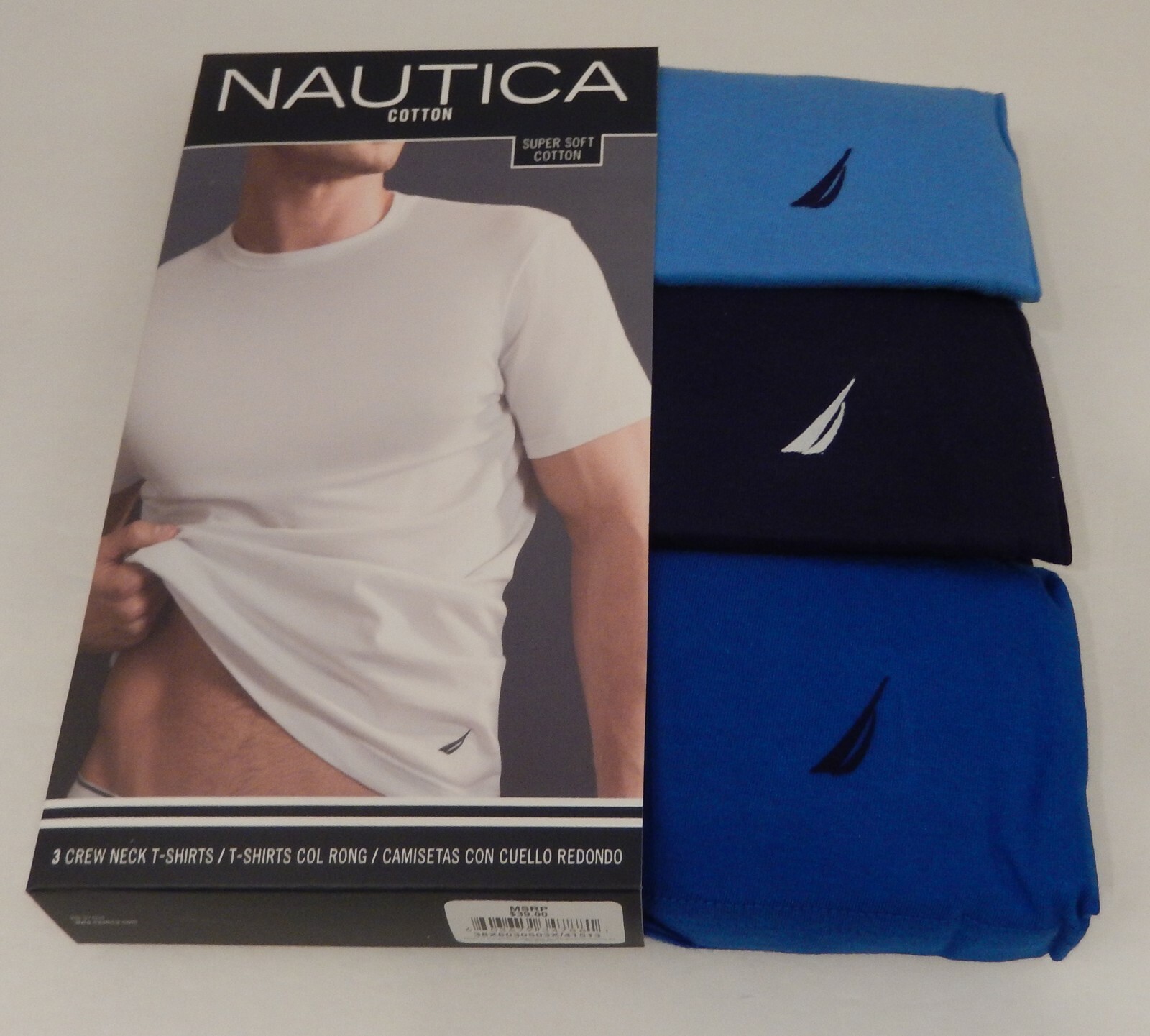 3 NAUTICA MENS COTTON BLUE GRAY WHITE CREW NECK S M L XL TSHIRTS UNDERSHIRTS eBay