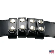 Perfect Fit Duty Belt Keepers 1" Plain Genuine Leather Chrome Snap USA Made 4 Pk