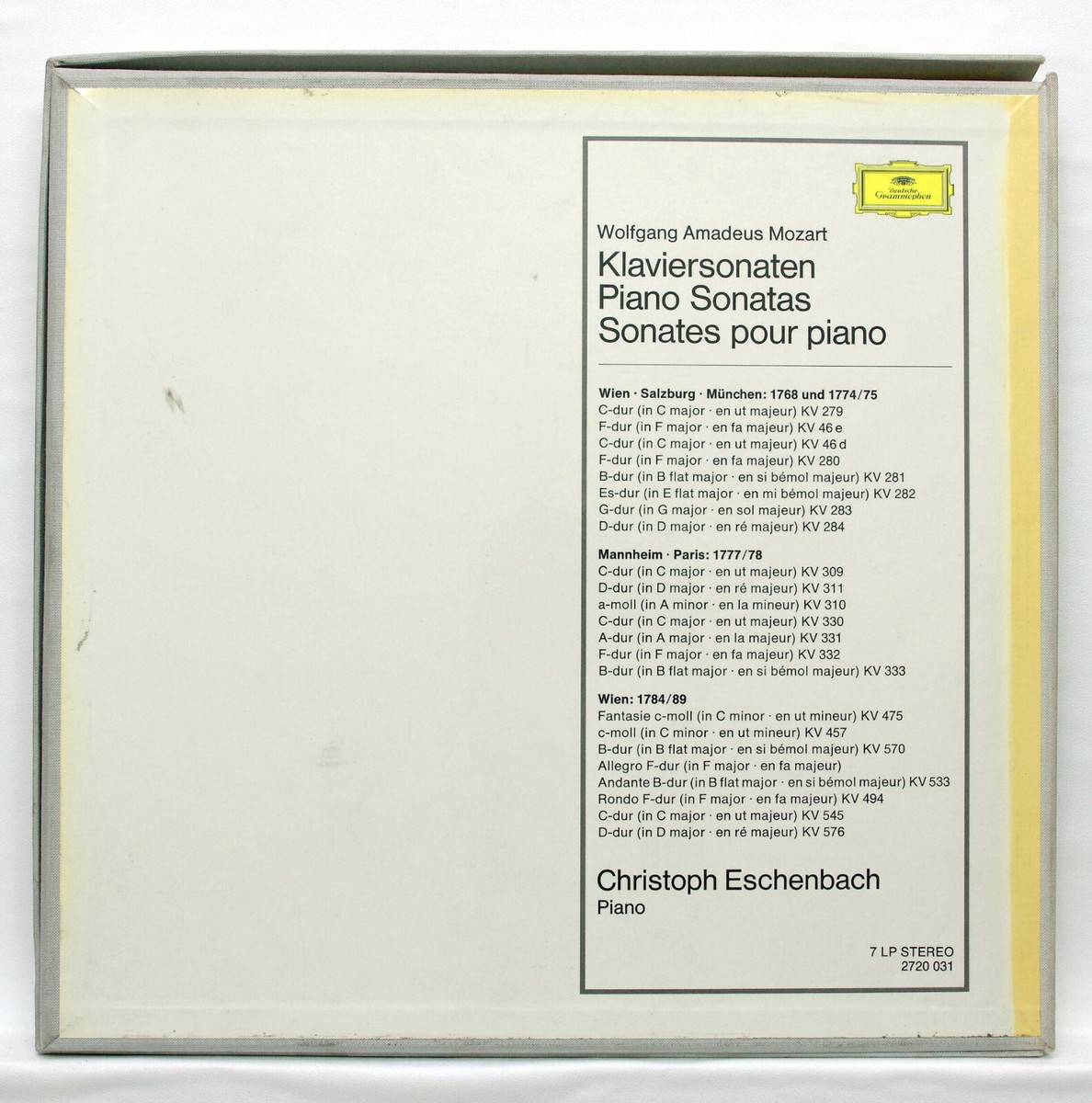CHRISTOPH ESCHENBACH - MOZART complete sonatas DGG 7xLPs box EX+