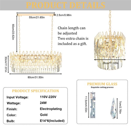 Luxury Crystal Chandelier Lamp Bling Pendant Ceiling Lamp w/3 Colors Soft Light - Picture 7 of 19