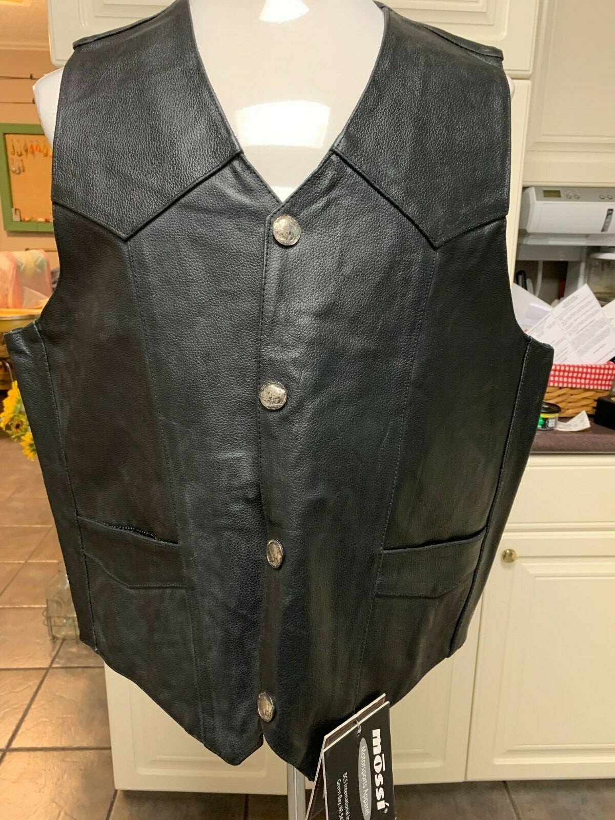 Buffalo Nickel Snaps Leather Vest Size 