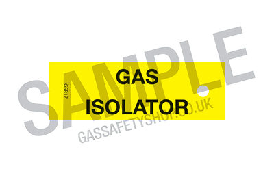 Gas Safe ''Gas Isolierung'' ETIKETT 