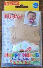 Nuby Teething Mitten Gingerbread Man Holiday Christmas Happy Hands Mitt 3 NEW