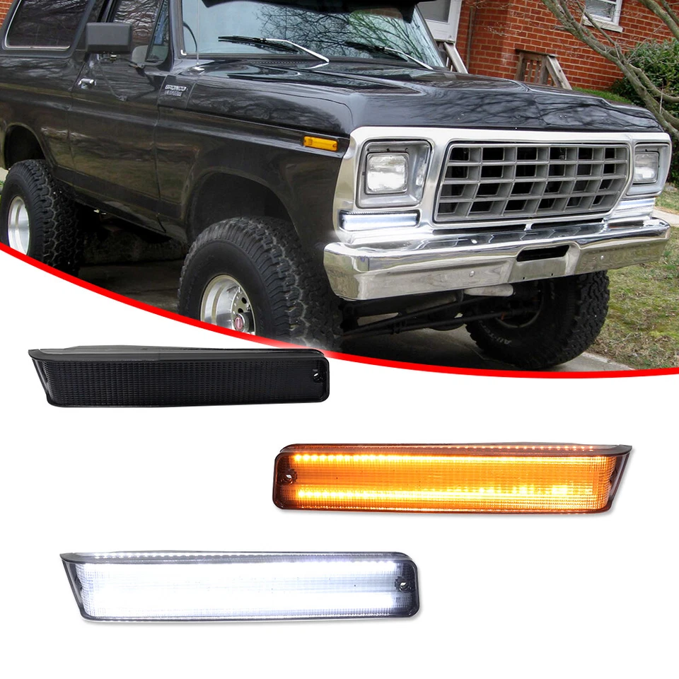For Ford F-150 Trucks Bronco Dynamic SWITCHBACK LED DRL Turn Signal Light Smoked - Image 3 of 4