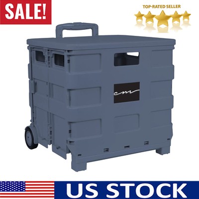 Foldable Plastic Craft Cart Organizer Tools Storage Case for Teachers & Crafters