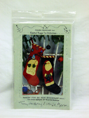 Reet's Rags to Stitches # RR55, Waiting for St. Nick 20'' Felt Stockings - Uncut