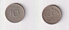 10 &Ouml;re Silber M&uuml;nze Schweden 1960 ss (167525)