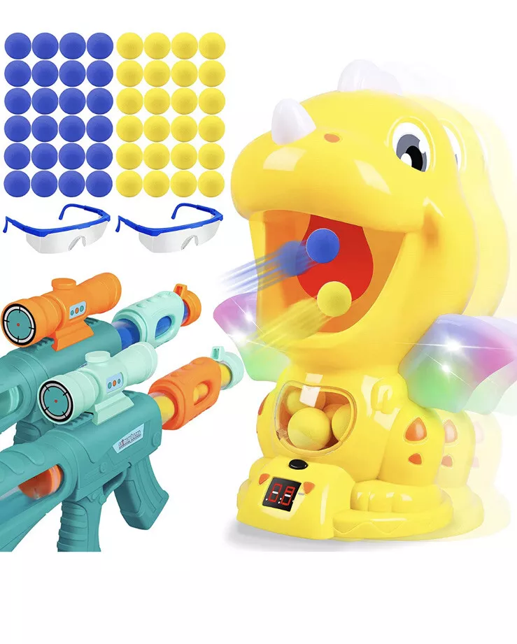 Movable Drive Dinosaur Toy Gun for Kids 2 Air Pump Guns Target Shooting  Game New