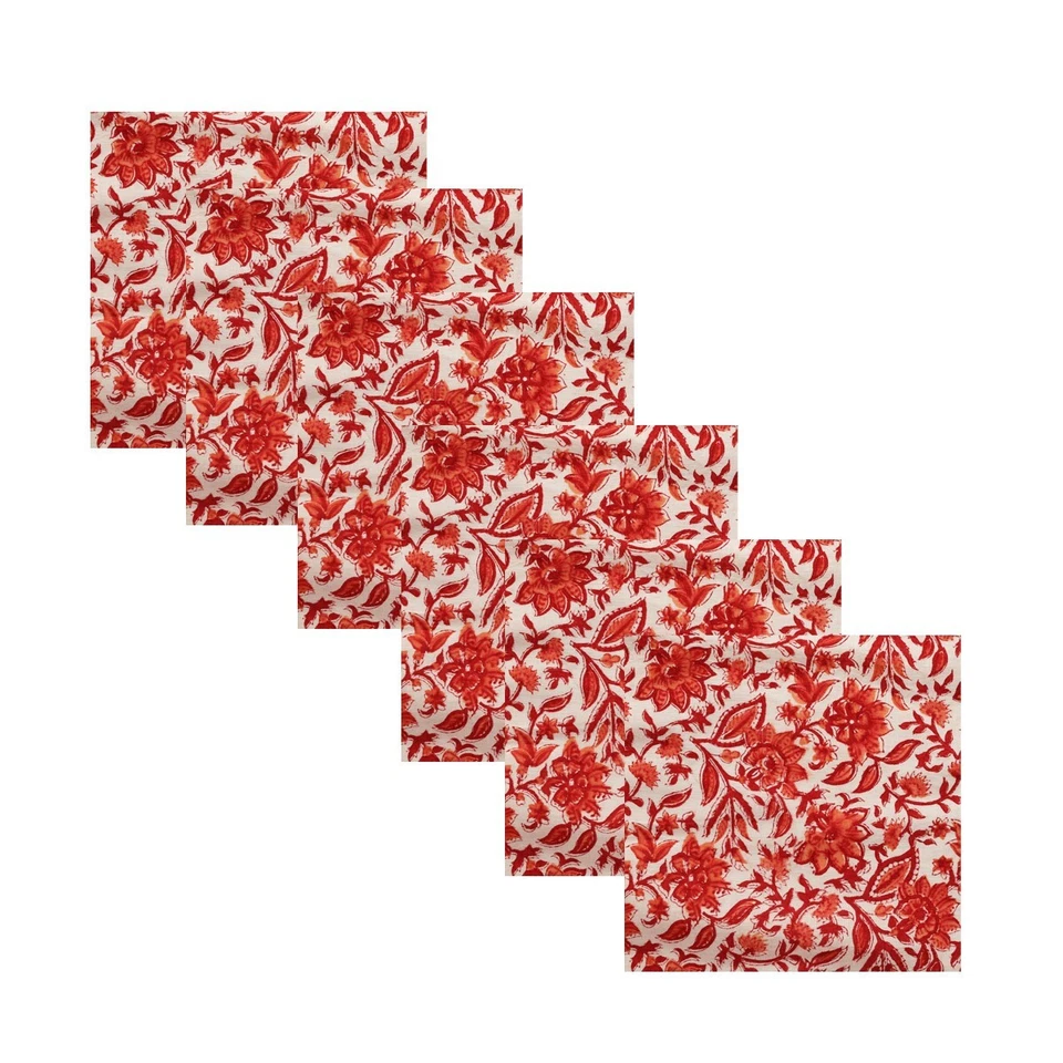 Juego de 48 servilletas florales beige servilletas de tela de algodón estampadas a mano indias Foto 2 de 4