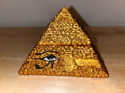 Vintage Ancient Gold Pyramid Trinket Jewelry Box Veronese New Hero