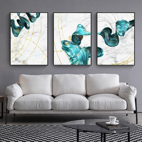 Blue Picture Abstract Modern Marble Wall Hanging Art Canvas Print Poster Decor - Picture 5 of 12