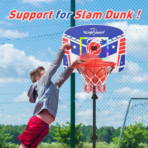 EagleStone Kids Basketball Hoop Indoor with Electronic Scoreboard - Picture 8 of 9