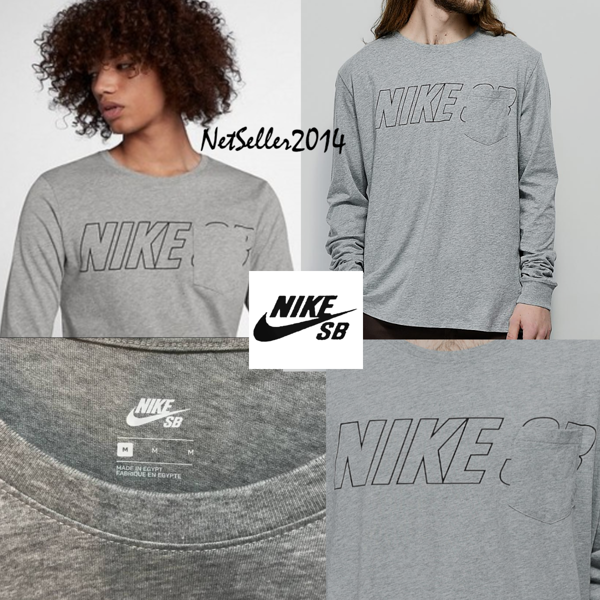 SZ LARGE RARE🔥Nike Men's 🛹 SB Long Sleeve Pocket Tee Cotton